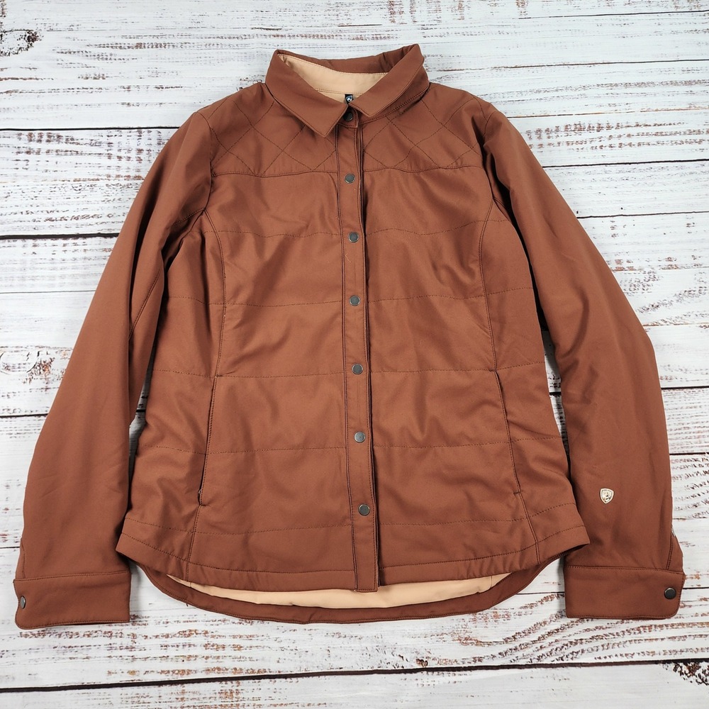 Kuhl Aurora Shirtjak Snap Up Shacket Jacket Womens M Brown Insulated Outdoors